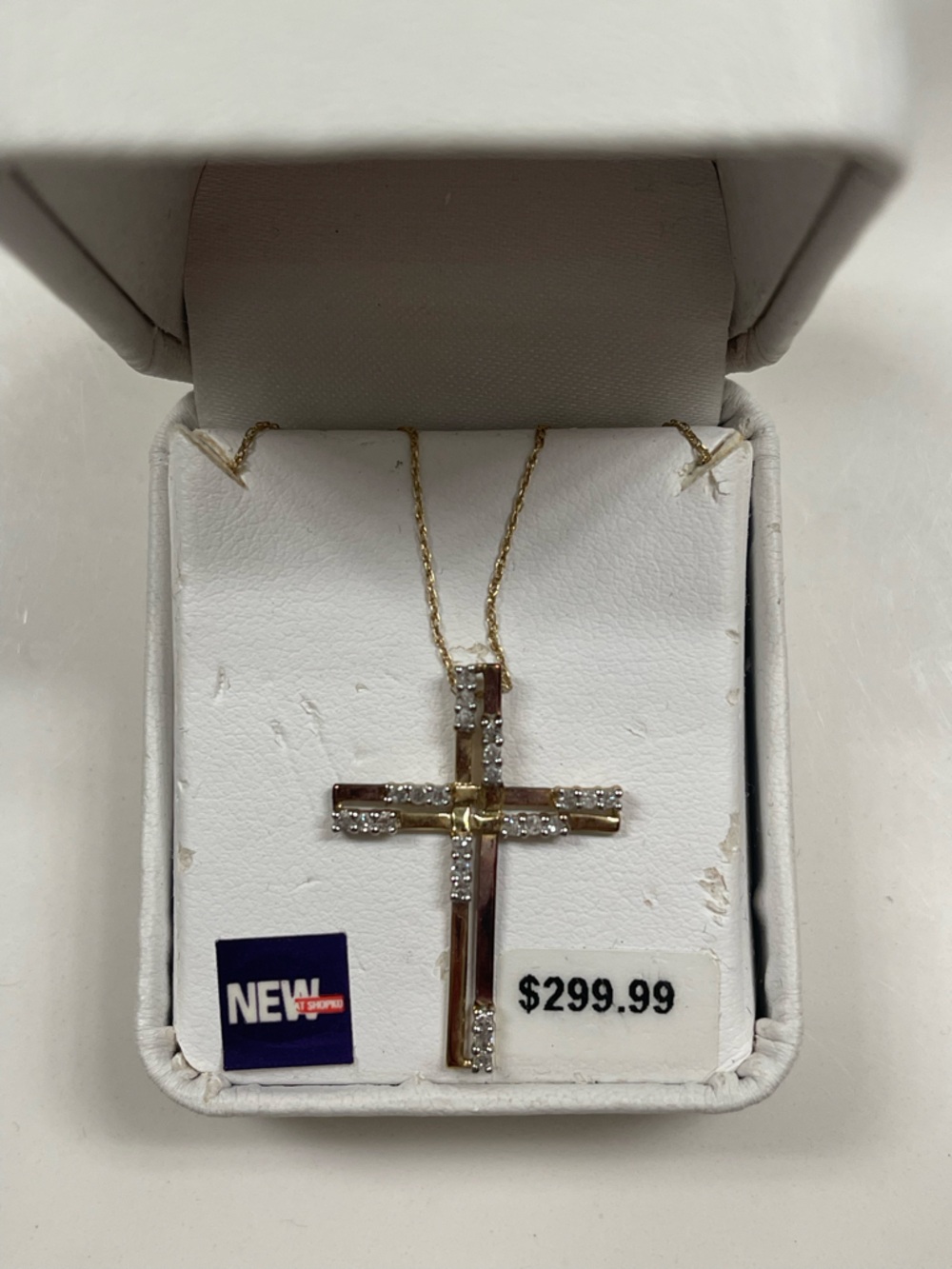 10K Gold Diamond Cross Necklace Pendant w/ Chain Real Gold Religious Jewelry